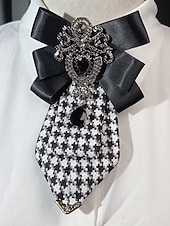 رخيصةأون زفاف ACC-بروش ربطة عنق رجالي من البوليستر - لونان - إكسسوار أنيق لحفلات الزفاف والمناسبات بتفاصيل مزخرفة