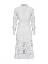 Χαμηλού Κόστους Λευκό φόρεμα-Γυναικεία Μίντι φόρεμα Φόρεμα σε γραμμή Α Καθημερινό Καθημερινά Κανονικό Σκέτο 3/4 Μήκος Μανικιού Ζιβάγκο Μαύρο Λευκό Κίτρινο Φούξια Άνοιξη Φθινόπωρο