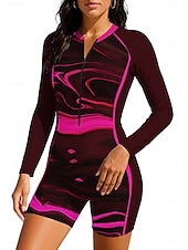 economico Rash Guards Interi-Per donna Muta da Immersione Rash Guard Costume da bagno Set di costumi da bagno Astratto Con zip Imbottitura rimovibile Cerniera Frontale Protezione Solare UV UPF50+ Ultra Leggero (UL) Manica Lunga