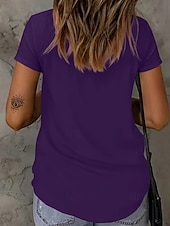 abordables Camiseta lisa-Mujer Camiseta Camiseta superior Encaje Plano Moda Elegante Clásico Manga Corta Cuello Barco Tops regulares Diario Noche Fin de semana Azul Piscina Negro Blanco Rojo Verano Primavera