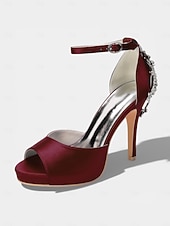 preiswerte Braut-Elegante Brautsandalen aus elfenbeinfarbenem Satin mit Knöchelriemen und Kristallverzierung an der Ferse – perfekt für eine Hochzeit in der Stadt.