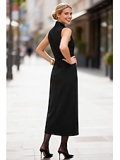 preiswerte Schlauch-Abendkleider-Schlauchkleid Knöchellänge Tee-Länge Abendkleid Ballkleid Festliche Kleidung Elegant Ärmellos Königin Anne Formell Hochzeitsgast Stretchstoff mit Knöpfe Schlitz Einfarbig