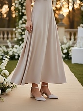 economico Damigella d&amp;#39;onore-scarpe da damigella color carne per donna – scarpe da sposa con tacco basso a blocco, punta a punta, cinturino alla caviglia, eleganti décolleté da sposa