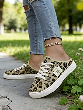 economico Sneakers da donna-Sneakers slip-on da donna in tela verde con lacci – comode scarpe da ginnastica senza schienale, ideali per passeggiate, shopping, corse a scuola e giornate estive informali