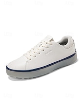 cheap Men's Golf Shoes-Men's White Golf Shoes, Lightweight Breathable Upper, Cushioned Grip Sole, Clean Sport Style for Golfers &amp; Outdoor Play