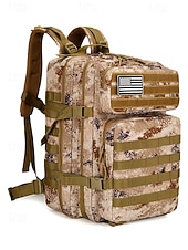 baratos Mochilas de Exterior-Mochila tática masculina camuflada em nylon, mochila militar de grande capacidade, bolsa multicolorida para atividades ao ar livre, como caminhadas, camping e viagens, com patch da bandeira americana.