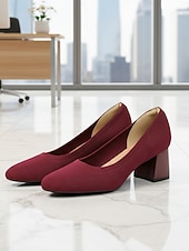abordables Zapatos de salón de tacón ancho-Zapatos de tacón de bloque con puntera de punto en beige y negro para mujer: cómodos zapatos sin cordones transpirables para desplazamientos diarios de negocios y trabajo de oficina. &amp;damas