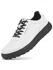 voordelige Heren Golf Schoenen-Witte golfschoenen voor heren zonder spikes, ademend bovenwerk, stabiele gripzool, minimalistische sportstijl voor golfbanen en casual gebruik.