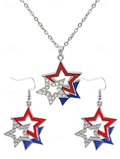  Az Egyesült Államok 250. évfordulós női hazafias csillag ékszerszett ötvözet nyaklánc és fülbevalók piros-fehér-kék kristály mintával felvonulások és ünnepi rendezvények