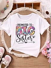 cheap Girl's 3D Playful Humor-Girls' 3D Graphic Letter T shirt Tee Short Sleeve 3D Print Summer Spring Sports Fashion Streetwear Kids 4-12 Years Crew Neck Casual Daily Outdoor Regular Fit