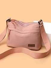 baratos Malas a tira-colo-Bolsa transversal feminina em nylon, com grande capacidade, leve e com vários bolsos, ideal para o dia a dia, viagens, compras e uso na cidade. Estilo casual multicolorido.