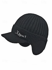 economico Cappelli da uomo-Cappello da uomo in maglia con paraorecchie – vari colori, materiale in maglia di poliestere, caldo e comodo per gli sport invernali e le attività all'aperto