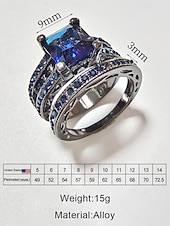 Χαμηλού Κόστους Γάμος ACC-Σετ ανδρικών δαχτυλιδιών με μαύρη πέτρα, κράμα αλουμινίου vintage γοτθικού στιλ με τετράγωνο κόσμημα, πολύχρωμες επιλογές για βέρες, αρραβώνες, πάρτι και καθημερινή casual ένδυση