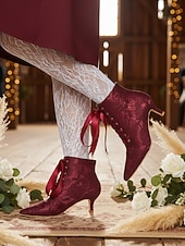 Χαμηλού Κόστους Μητέρα της Νύφης/του Γαμπρού-Γυναικεία πράσινα μποτάκια με κορδόνια και σατέν κορδέλα και τακούνι kitten - vintage μπότες σε βικτοριανό στιλ για γυναίκες, ιδανικές για γάμους, πάρτι gatsby &amp;επίσημες εκδηλώσεις
