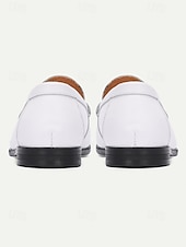 abordables Mocasines-Zapatos de boda blancos clásicos para hombre: diseño elegante, ajuste cómodo, perfectos para bodas y eventos formales.