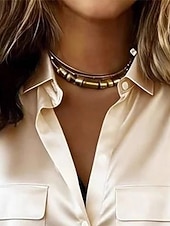 baratos Blusas Simples-Mulheres Blusa de cetim Saia Blusa Bolsos Botões Côr Sólida à moda Trabalho Casual Manga Longa Colarinho de Camisa Tops regulares Diário Ao ar livre Escritório Champanhe Primavera Outono