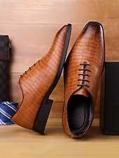 ieftine Pantofi Oxford-Pantofi Oxford maro pentru bărbați din piele ecologică – stil clasic pentru nunți formale, evenimente de afaceri și ocazii speciale