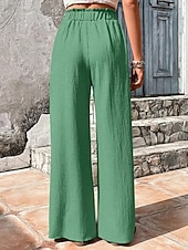 economico gamba larga e vita alta-Per donna Pantaloni Pantaloni Larghi Pantaloni casual Pantaloni a Nido d'Ape Vacanza Moda Streetwear Lunghezza intera Vita Alta Semplice Coulisse Tasca Gamba larga Comodità Leggero Morbido