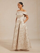  Femmes Robe maxi Robe à épaules dénudées Robe bustier Élégant Soirée Remise des Diplômes Coupe régulière Fleuri Sans manches Top épaules dénudées Champagne Été Printemps Automne