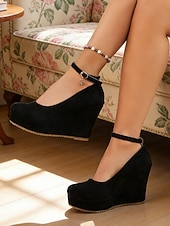 levne Retro styl 50. let-Dámské červené lodičky na klínku s páskem přes kotník – elegantní platformové podpatky z 50. let pro milovnice retro stylu, večírky, svatby a večerní akce