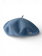 tanie Walentynki-damski beret w kształcie serca, wykonany z imitacji wełny, dostępny w wielu kolorach, idealny na prezent walentynkowy i do noszenia na co dzień