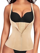 ieftine Corset pentru modelarea taliei-Pentru femei Îmbrăcăminte modelare corporală Activ Dulce Culoare pură Fermoar Zilnic Vacanță Stradă Fără manșon În U Negru Alb Mov Maro Bej Vară Primăvară Zvelt