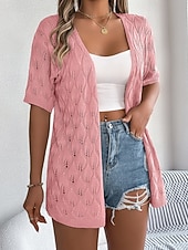 economico Bluse Semplici-Per donna Tunica Top estivi Blusa Top traforato Traforato Semplice Elegante Classico Moderno Manica Corta Top lunghi Quotidiano Ferie Uscire Bianco Rosa Cachi Estate Primavera