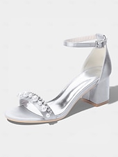 halpa Morsian-Naisten norsunluunväriset kristallipalikkakorkosandaalit, elegantit nilkkaremmillä varustetut hääkengät moderneihin kaupunkihäihin