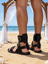 olcso Szandálok-férfi barna gladiátor szandál – stílusos és állítható pántokkal, kényelmes viselet esküvőkre, strandra és nyári szabadtéri tevékenységekhez