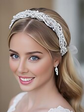 cheap Wedding Accessories-Women's Wedding Headband – Elegant Crystal-Embellished Silver Hairband for Brides, Perfect for Wedding, Engagement or Formal Events