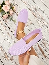 abordables Ballerines femme-Chaussures à enfiler violettes en maille douce pour femmes – minimalistes, respirantes et légères, idéales pour le bureau, les trajets quotidiens, les voyages et le quotidien.