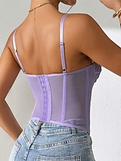 economico Corsetti-Per donna Intimo Modellante Sexy Dolce Colore Puro Pizzo Vacanza Streetwear Data Senza Maniche Spalline Blu Nero Bianco Viola Marrone Estate Primavera Vestibilità aderente