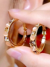 levne Dámská náušnice-Dámské kruhové náušnice s drahokamy a kamínky – více barev, materiál ze slitiny, elegantní design, ideální na dovolenou a párty