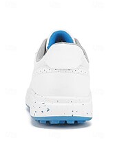 voordelige Heren Golf Schoenen-Witte golfschoenen voor heren zonder spikes, ademend bovenwerk, stabiele gripzool, minimalistische sportstijl voor golfbanen en casual gebruik.