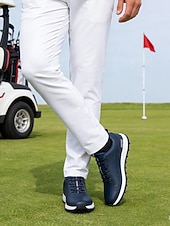 economico Scarpe da Golf da Uomo-scarpe da golf da uomo bianche e nere con design ventilato, ideali per campi da golf e sport all'aria aperta