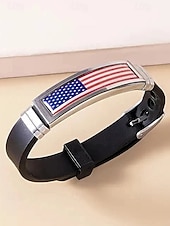  Bracelet ajustable en acier inoxydable et silicone pour hommes du 250e anniversaire des États-Unis Présentant un design de drapeau américain Idéal pour le jour de l'indépendance et les célébrations
