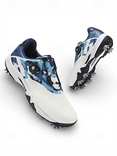 ieftine Încălțăminte de golf pentru bărbați-Adidași de golf pentru bărbați, albi și verzi, cu talpă cu crampoane, confortabili și rezistenți, perfecți pentru terenuri de golf și ieșiri active