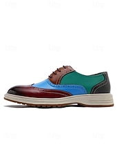 economico Scarpe Oxford-scarpe brogue in similpelle colorate da uomo, calzature formali da lavoro per matrimoni, scarpe eleganti per lo sposo e gli invitati al matrimonio