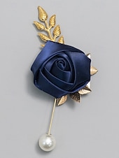 abordables Boda ACC-Pin de solapa de rosa de poliéster para hombre, varios colores, elegante accesorio para bodas y fiestas con detalles de perlas.