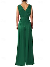 economico Tuta-Per donna Normale Tuta Elegante Tinta unica Senza Maniche Gamba larga Scollo a V Pieghettato Vacanza Ferie Vestibilità regolare Nero Verde militare Rosso Estate