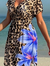 Χαμηλού Κόστους Ολόσωμα μαγιό-Γυναικεία Μαγιό Ενα κομμάτι Μαγιό Μονοκίνι Μαγιό Έλεγχος κοιλιάς Ψηλή Μέση Λεπτό Εξώπλατο Διακοπές Ρούχα παραλίας Φλοράλ Λεοπάρ Λαιμόκοψη V Αμάνικο Κοντομάνικο Μαγιό