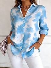 economico Arte &amp; Design Bluse-Per donna Camicia Camicia button-down Camicia casual Camicia da Spiaggia Stampato Grafico Elegante Classico Casual Manica Lunga Colletto a Camicia Top Regolari Quotidiano Ferie Uscire Blu Nero Rosa