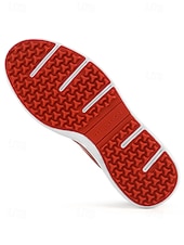 voordelige Heren Golf Schoenen-Rode en witte golfschoenen voor heren, ademend bovenwerk met gripvaste buitenzool, lichtgewicht en comfortabel, ideaal voor golfers en buitensporters.