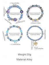 Χαμηλού Κόστους Γυναικείο βραχιόλι-Γυναικείο σετ βραχιολιών από ακρυλικό και κράμα αλουμινίου σε στυλ boho – πολλά χρώματα, γούρι σε σχήμα καρδιάς, ιδανικό για την ημέρα του Αγίου Βαλεντίνου και για καθημερινή χρήση