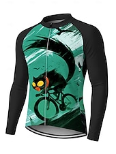 baratos Camisolas masculinas-Homens Camisa para Ciclismo Jersey em declive Gato Personagem Cor de contraste Manga Longa Moto Camiseta Camisa / Roupas Para Esporte Roupas de Compressão com 3 bolsos traseiros Ciclismo de Montanha