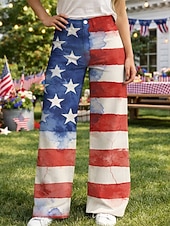  250-jähriges Jubiläum USA Retro Vintage 1970er Hose Hose mit weitem Bein Hippie Disco Hohe Taille Kostüm Damen Maskerade 4. Juli Unabhängigkeitstag Erwachsene Hose