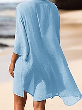 economico Abiti da spiaggia-Per donna Mini Abito Abito Bianco Abito da Spiaggia Abito nero Copricostume Elegante Moda Classico Quotidiano All'aperto Spiaggia Vestibilità comoda Semplice Mezza Manica Scollo a V Blu Nero Bianco
