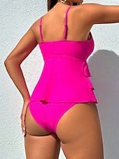 Χαμηλού Κόστους Τανκίνι-Γυναικεία Μαγιό τανκίνι 2 κομμάτι Σορτσάκια Μαγιό Έλεγχος κοιλιάς Ψηλή Μέση Λεπτό Εξώπλατο Διακοπές Ρούχα παραλίας Συμπαγές Χρώμα Συνδυασμός Χρωμάτων Λαιμόκοψη V Αμάνικο Μαγιό