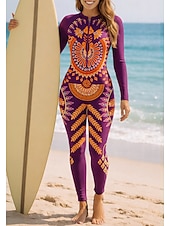 preiswerte One Pieces Rash Guards-Damen Standard Anti UV Shirt Ganzkörper-Bademode Diveskin-Anzug Folk Frontreißverschluss UPF50+ Schnelltrocknend Hohe Elastizität Langarm Bademode Surfen Kanufahren Tauchen Sommer