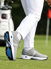 ieftine Încălțăminte de golf pentru bărbați-Pantofi de golf albi pentru bărbați, față respirabilă cu talpă amortizată, design atletic ușor, ideali pentru jucătorii de golf și terenurile de golf în aer liber